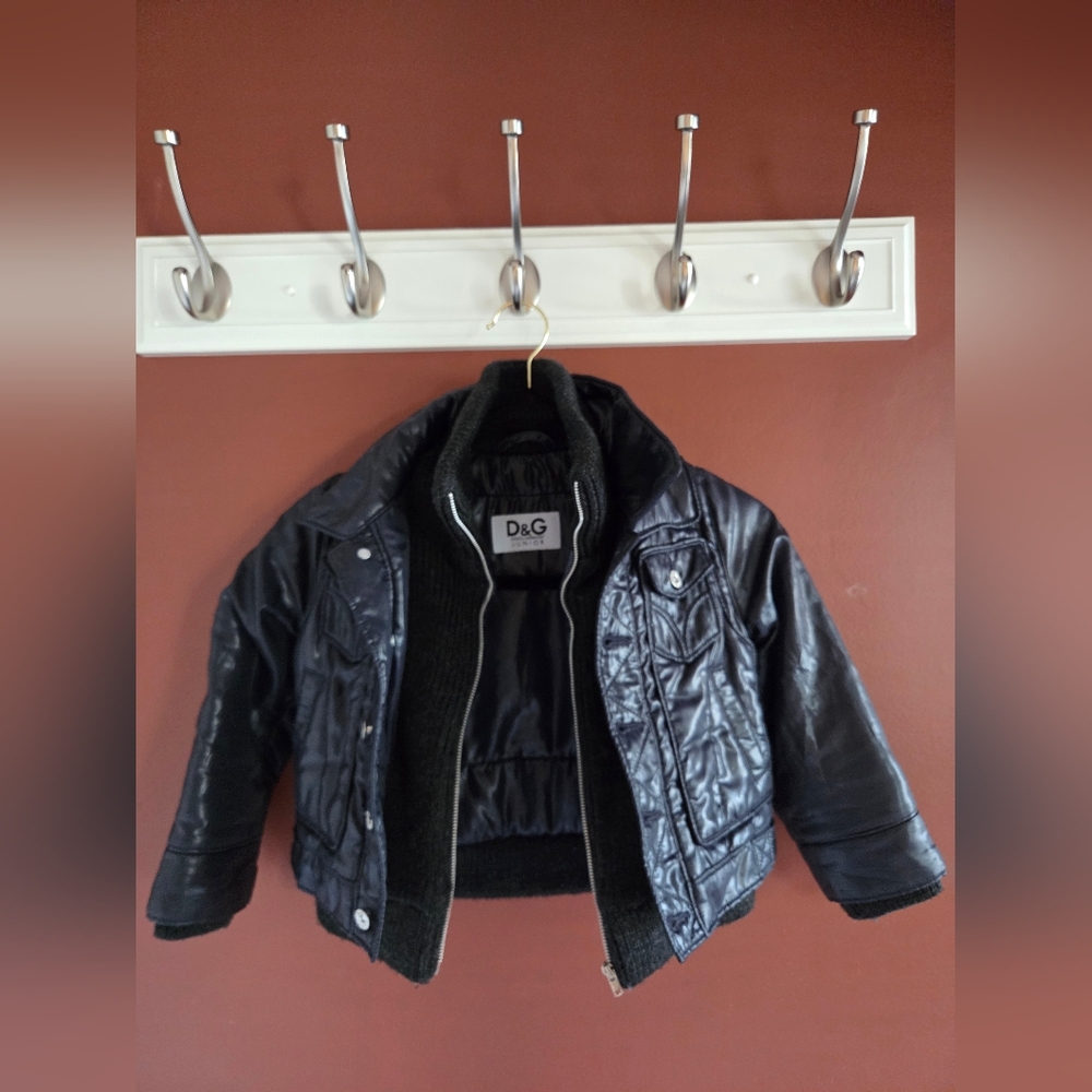 Vintage D&G Junior Authentic Black Shiny Bomber Jacket w/ Hologram